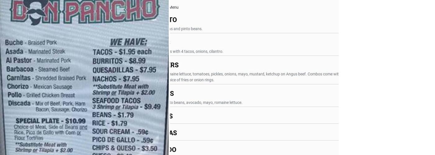 Don Ponchos Menu