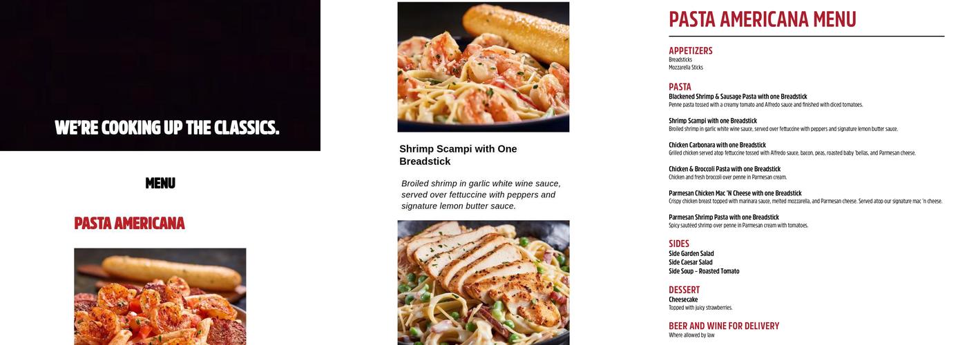 Pasta Americana Menu