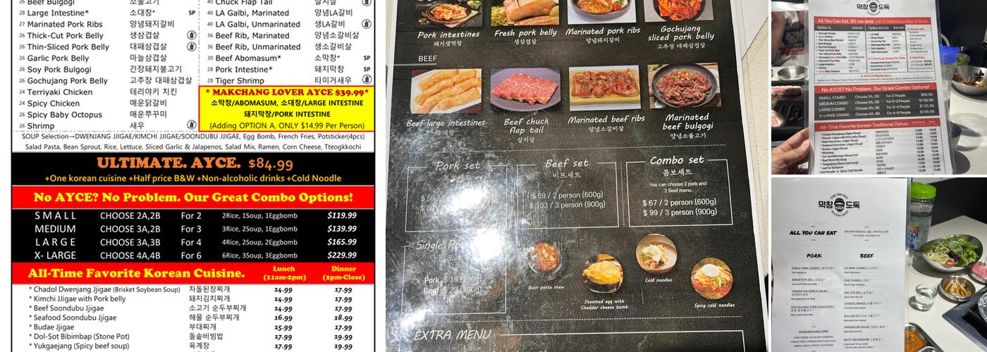Makchang Dodook K-BBQ Menu