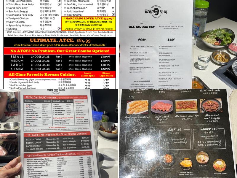 Makchang Dodook K-BBQ Menu