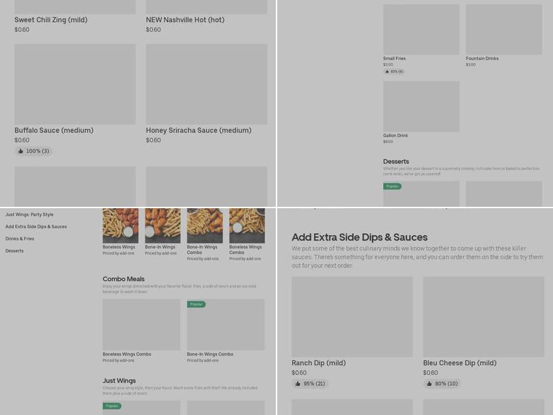 It's Just Wings Menu