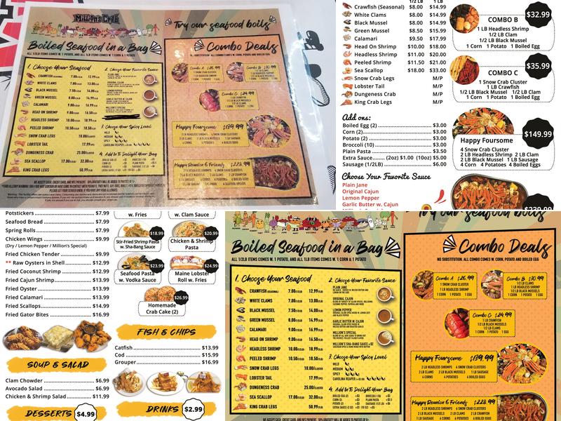 Million's Crab Boiled Seafood - Roseville Menu