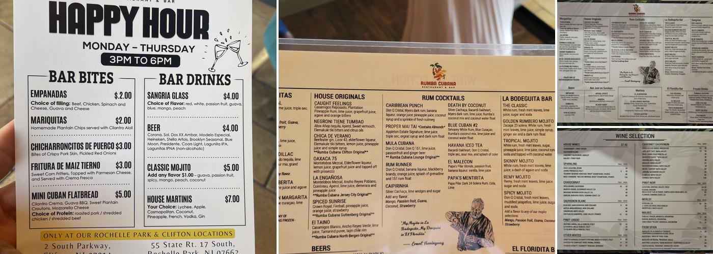 Rumba Cubana Menu