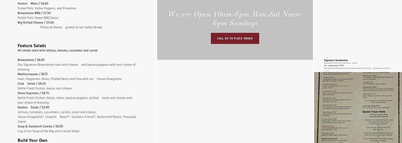 Brownstone Mill Menu