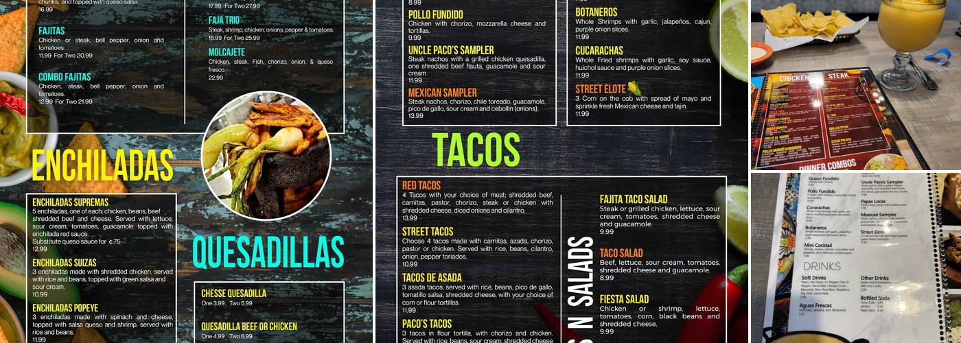 Uncle Paco's Mexican Grill Menu