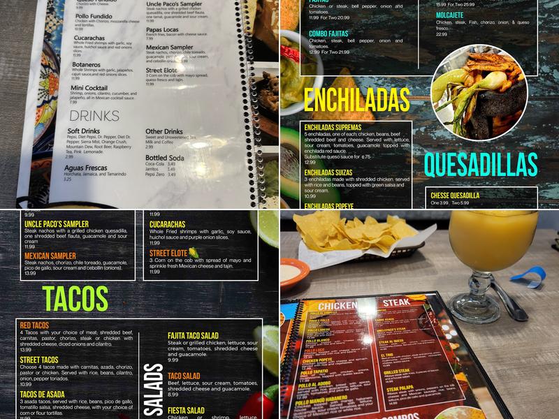 Uncle Paco's Mexican Grill Menu