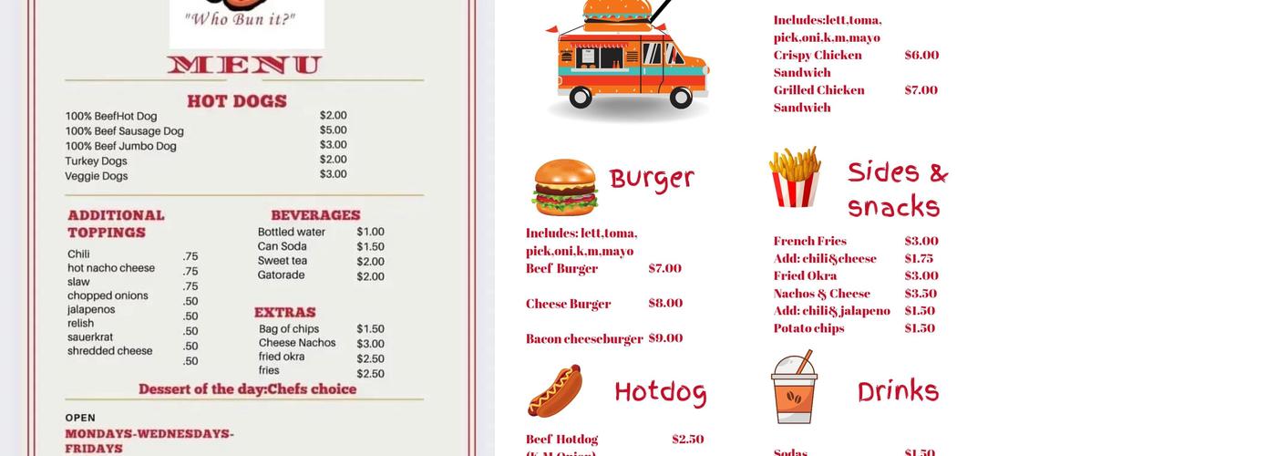 Bun it Menu