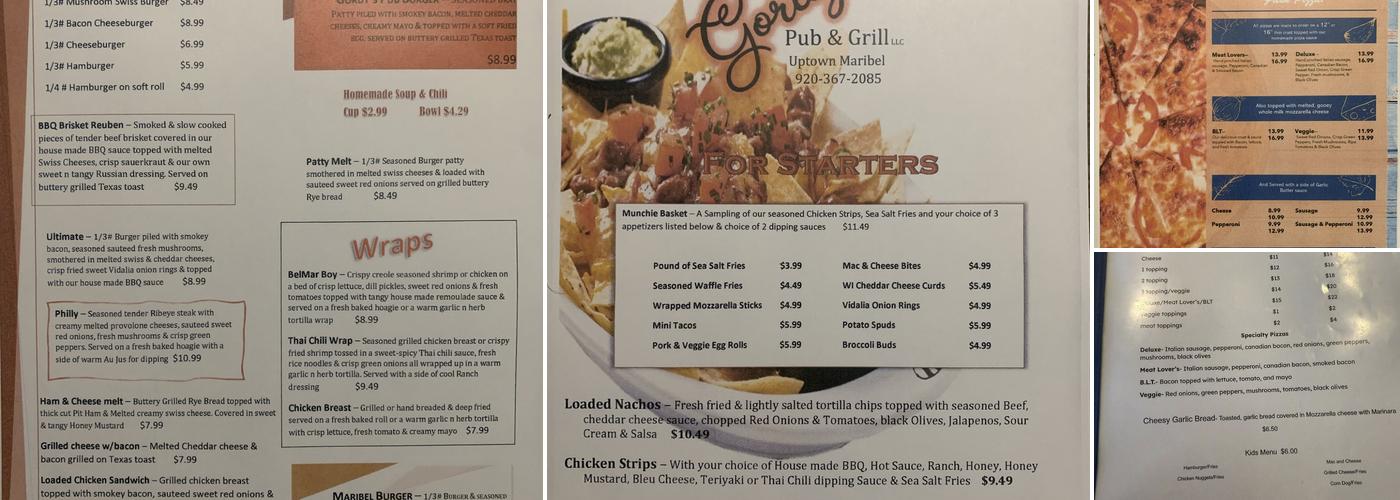 Gordy's Pub and Grill Menu