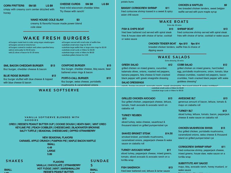 Wake Cafe Menu