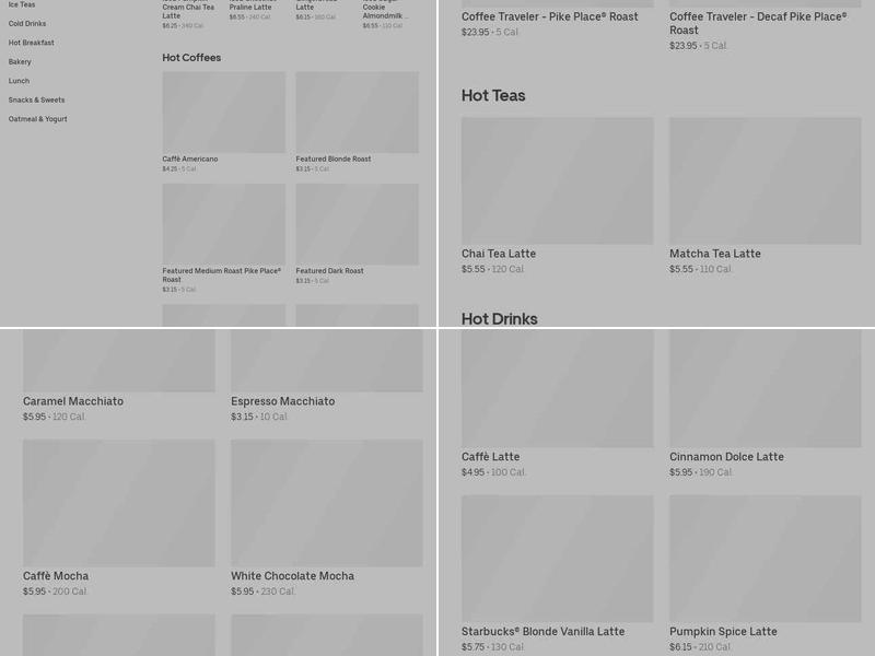 Starbucks Menu