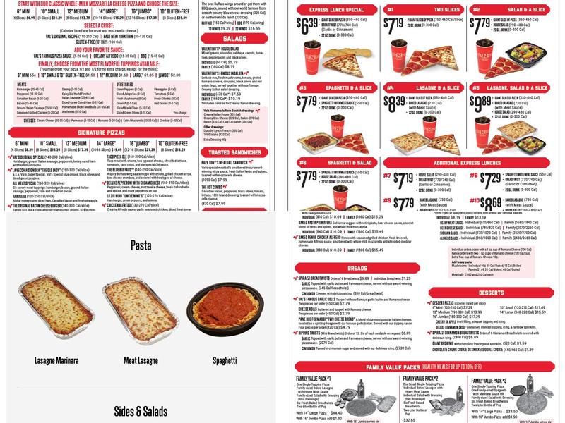 Valentino’s Menu