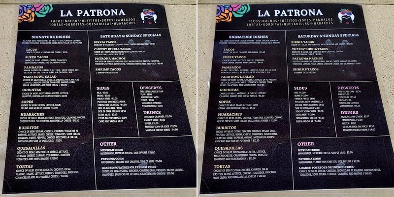 La Patrona Bloomington Menu