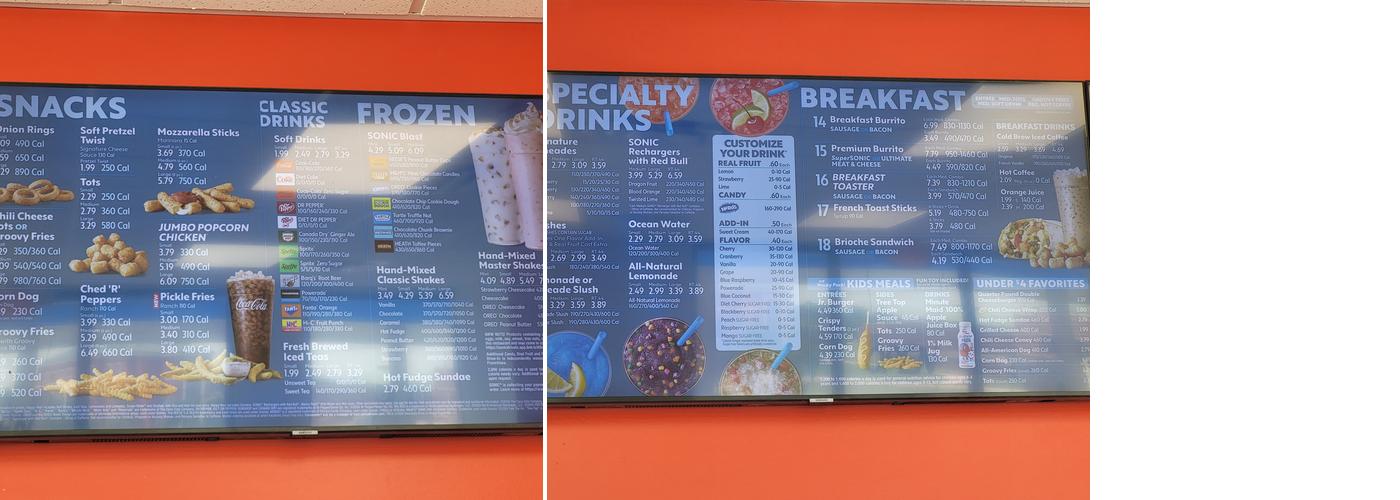 Sonic Drive-In Menu
