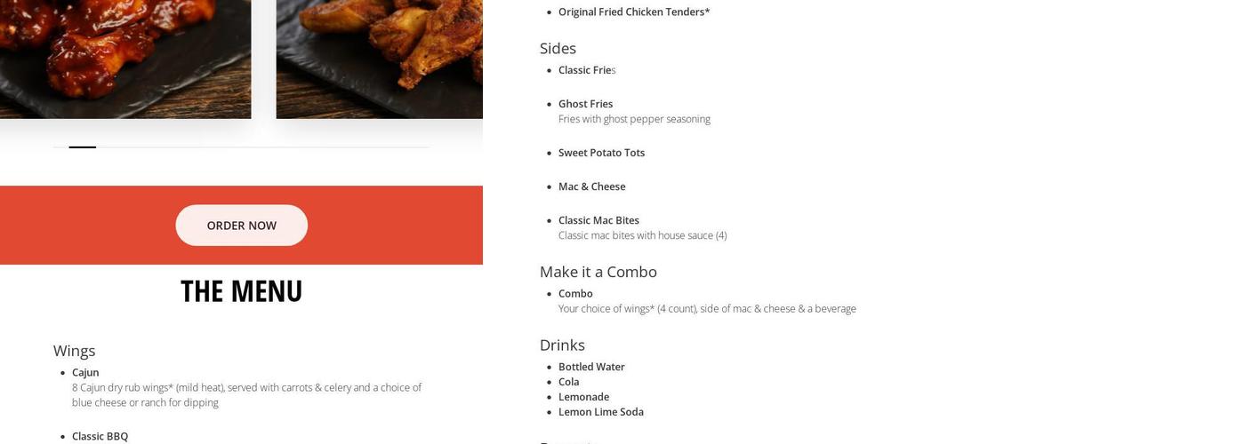 Chick Licken Wings Menu