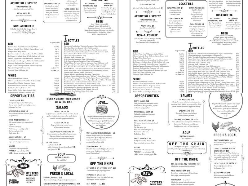Snuff Mill Restaurant, Butchery & Wine Bar Menu