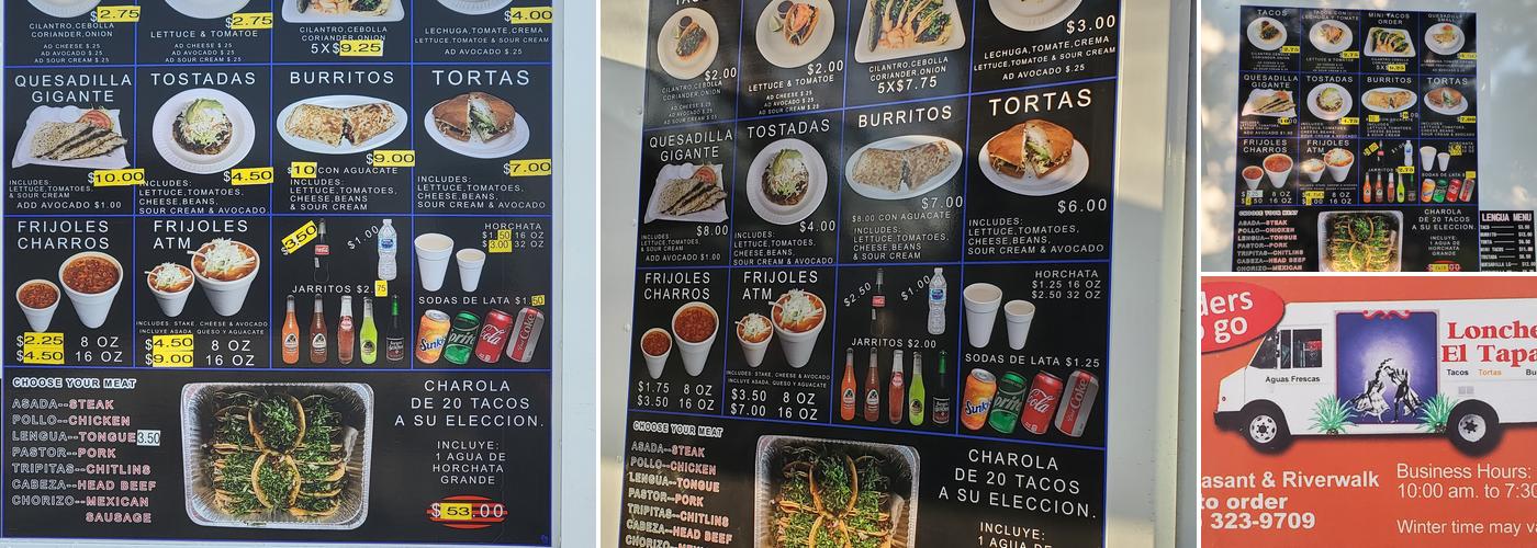 Lonchera El Tapatio Taco Truck Menu