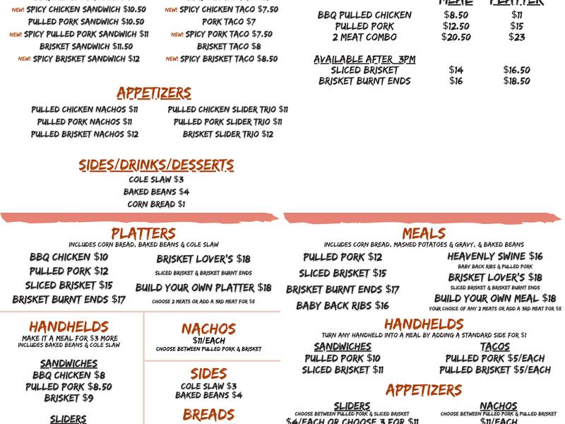 Breaking Bread BBQ Menu