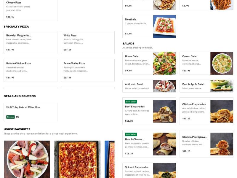 Biby's Empanadas & Pizza Menu