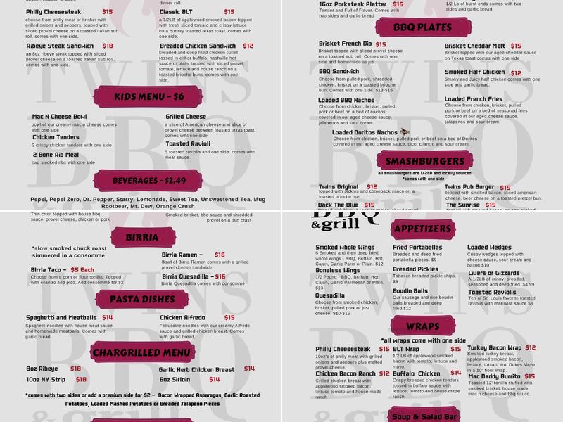 Twins BBQ And Grill Menu