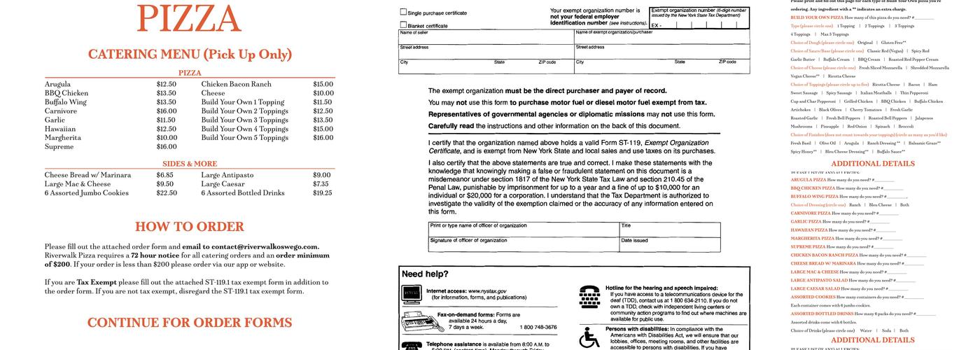 Riverwalk Pizza Menu
