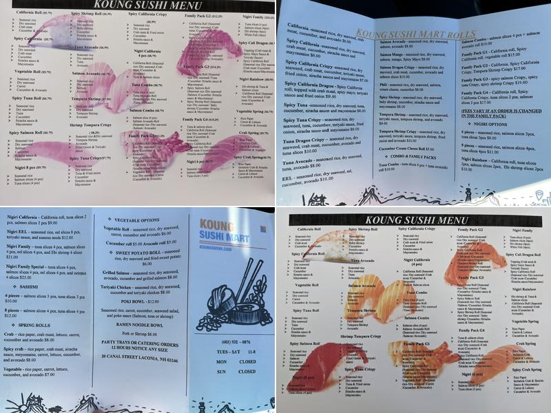 Koung Sushi Mart Menu