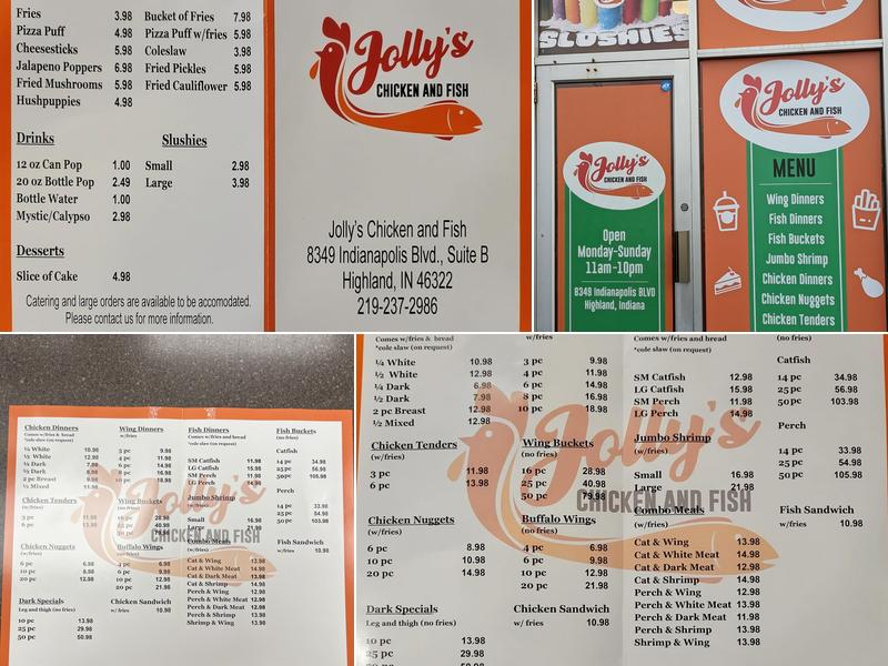 Jolly's Chicken and Fish Menu