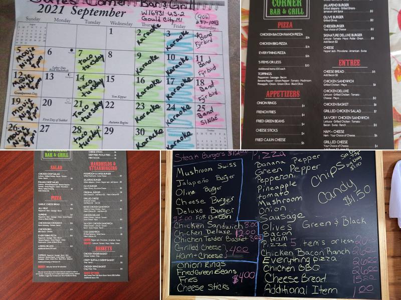 Bates Corner Bar and Grill Menu