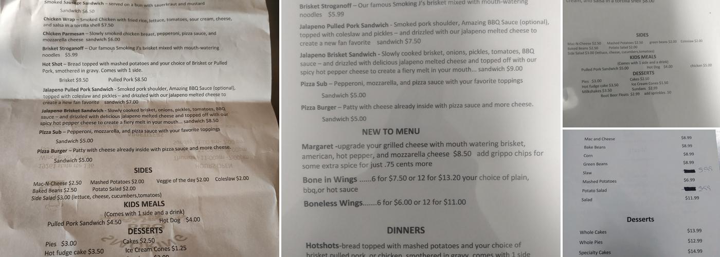 Smokin' J's BBQ Menu