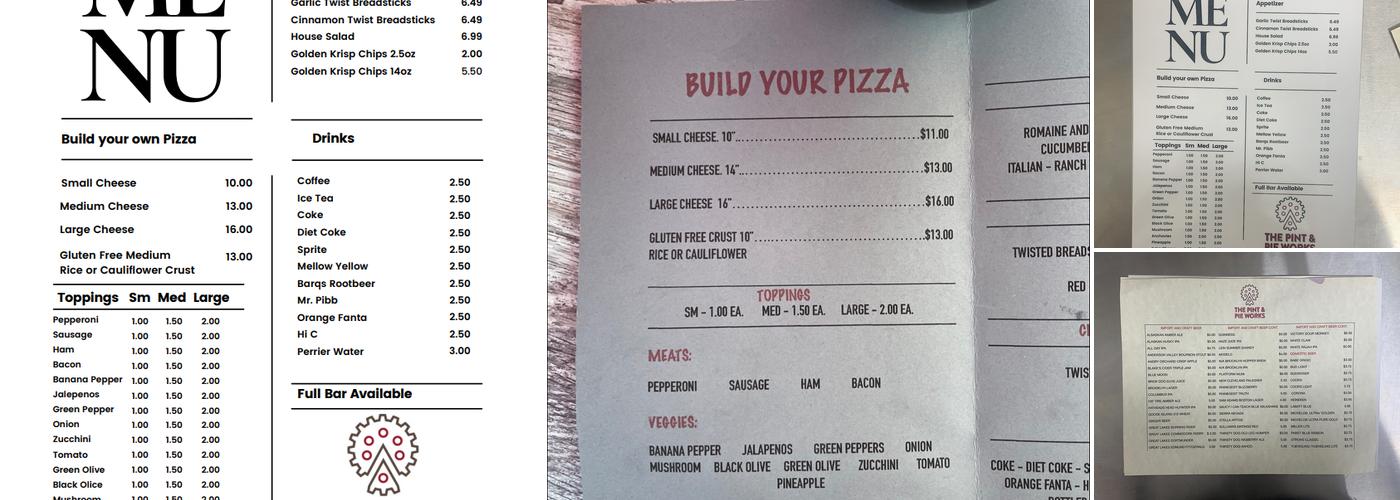 Pint & Pie Works Menu