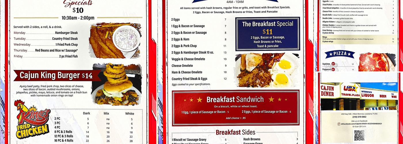 Cajun Diner Menu