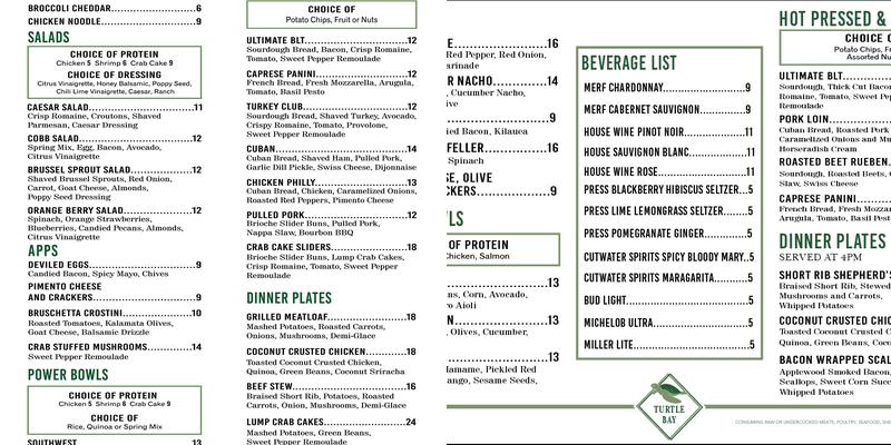 Turtle Bay Menu