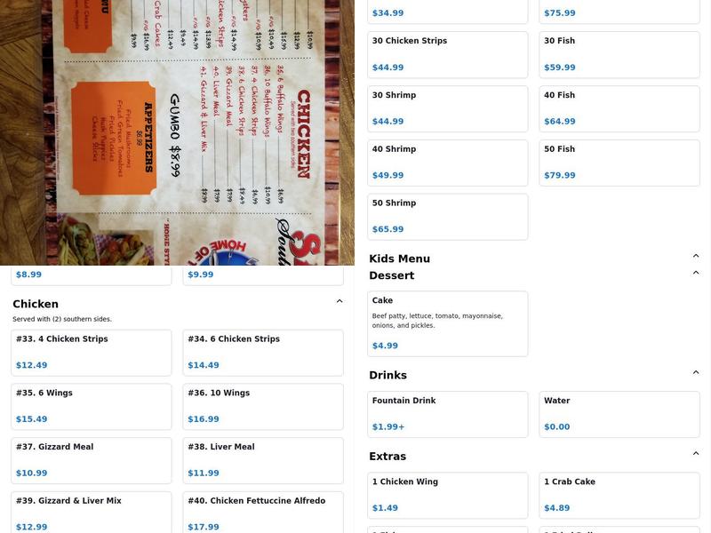 Sam's Southern Eatery Menu