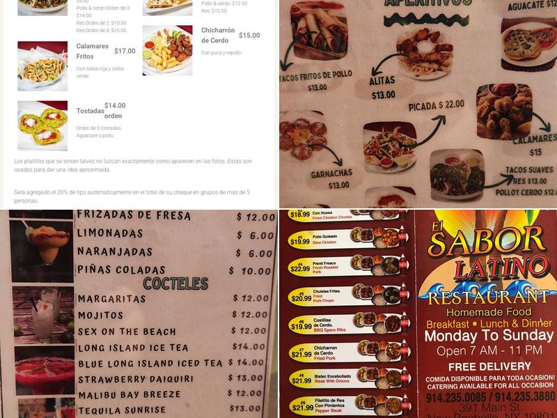 El Sabor Latino Menu