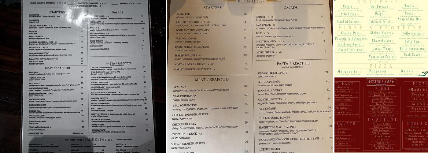 Osteria Ama Menu