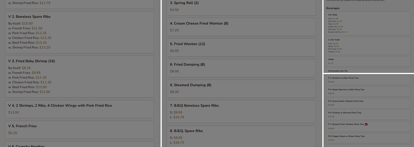 HONG KONG RESTAURANT Menu