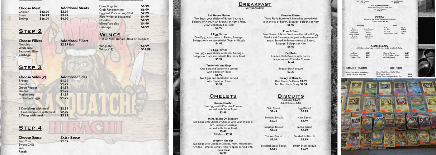 Rail House Grill Menu