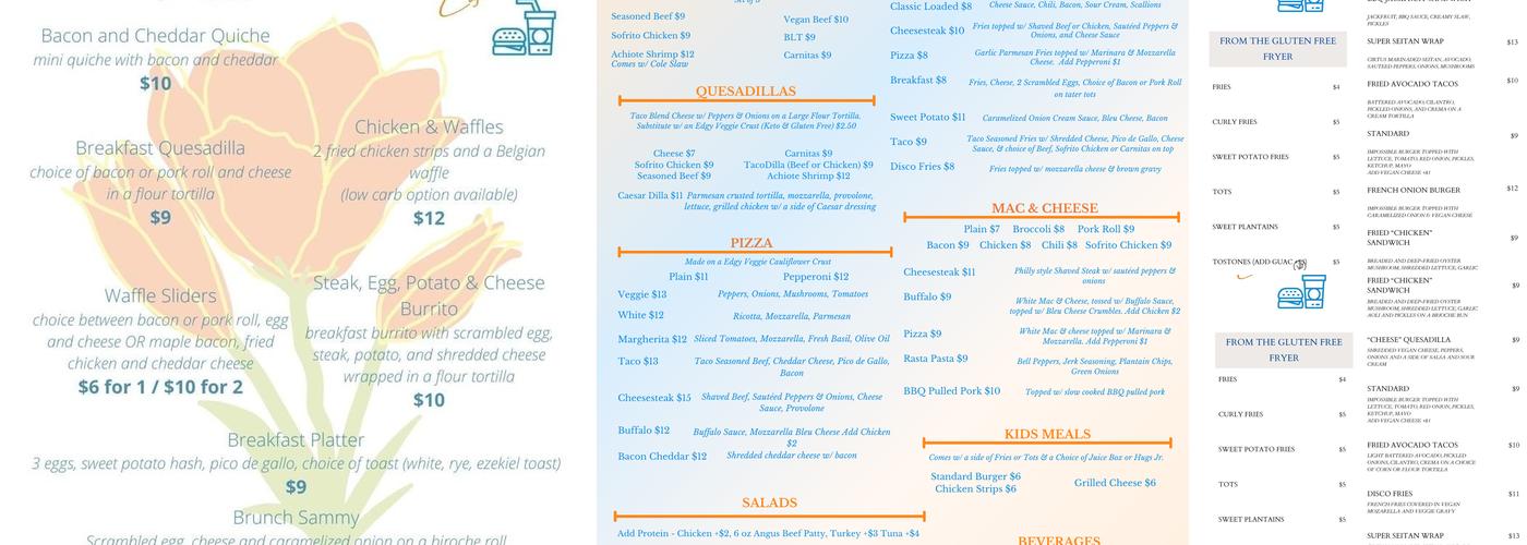 Carr High Cafe Menu