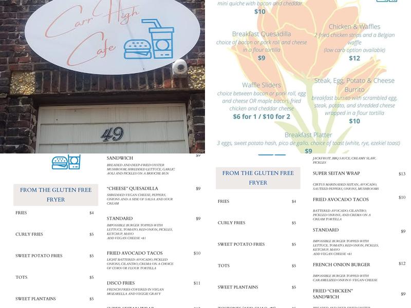 Carr High Cafe Menu