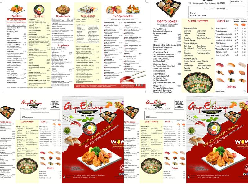 Ginger Exchange Express - Arlington Menu