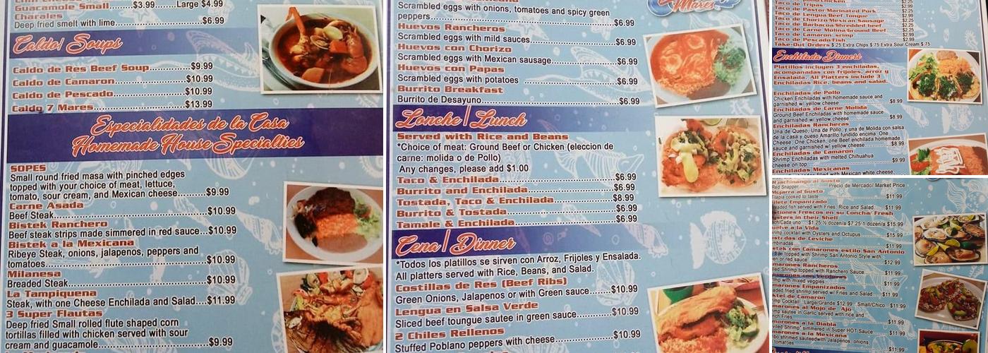 7 Mares Restaurant Menu