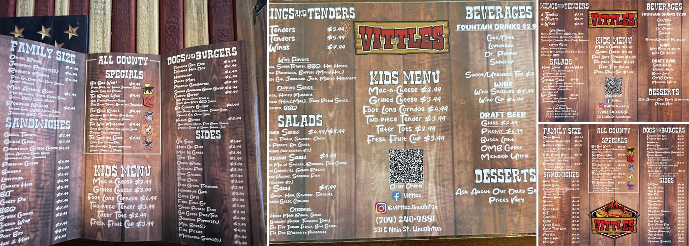 Vittles Menu