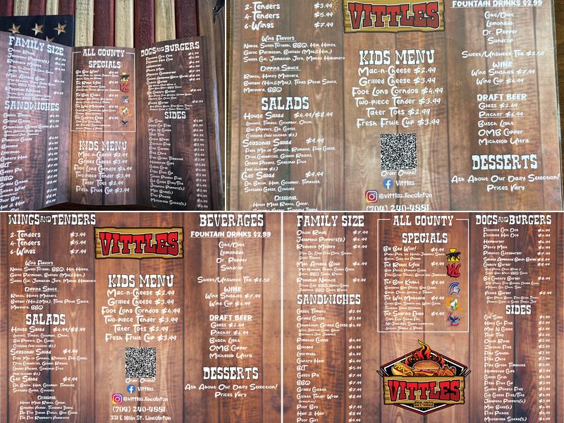 Vittles Menu