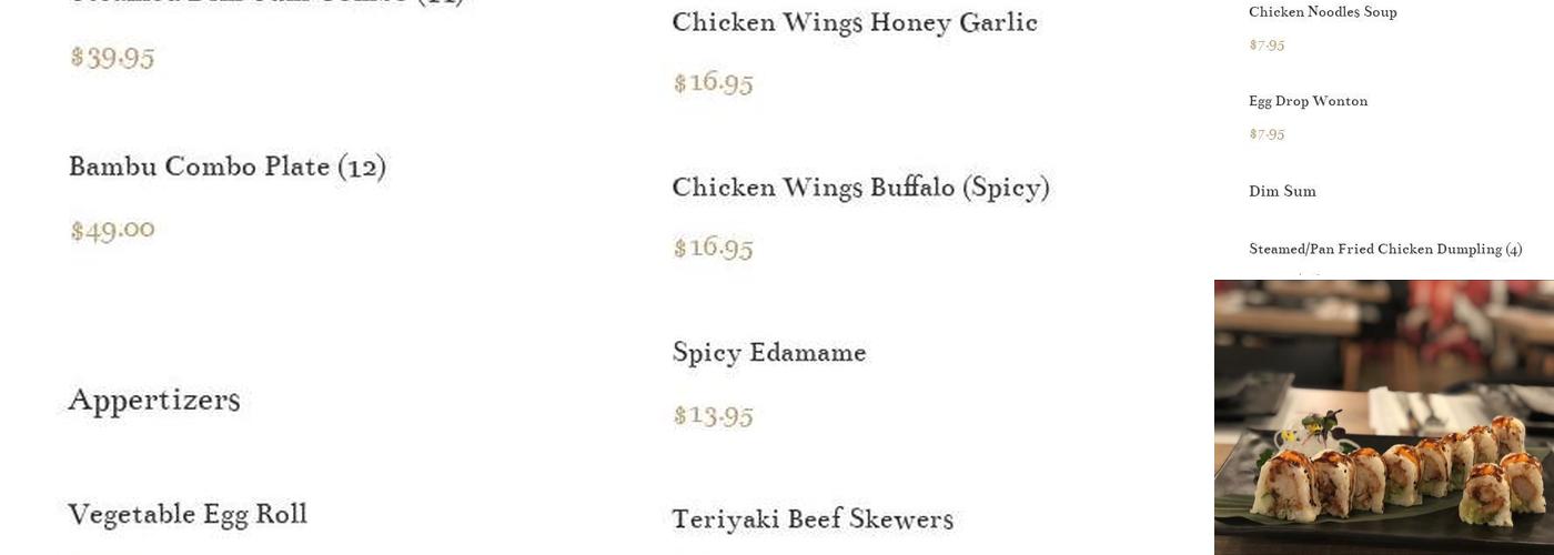 Bambu Pan Asian Kitchen (Kosher) Menu