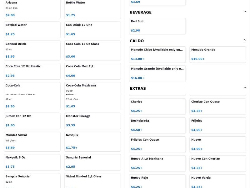 Las Mejores Gorditas Menu