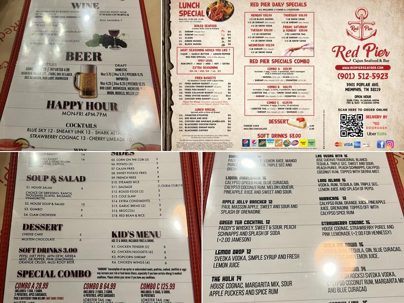 Red Pier Cajun Seafood & Bar - Poplar / Ridgeway Menu