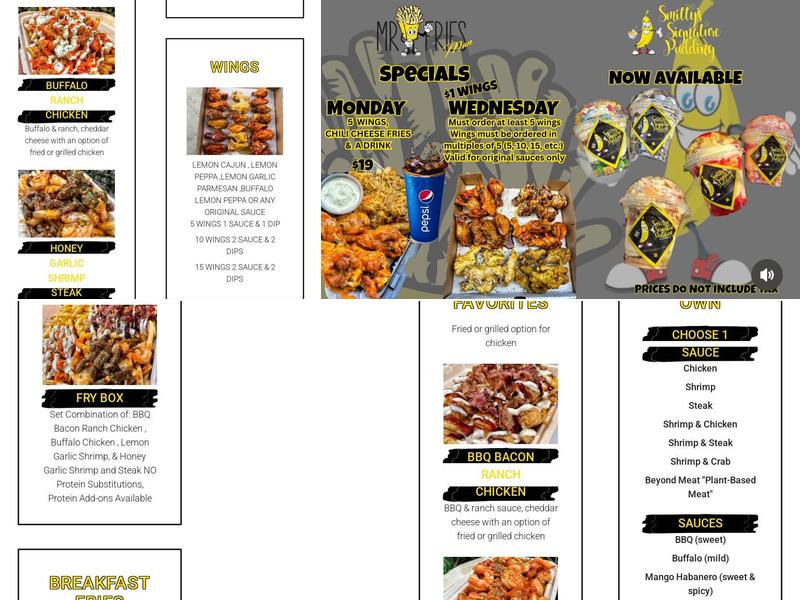 Mr Fries Man Ontario Menu