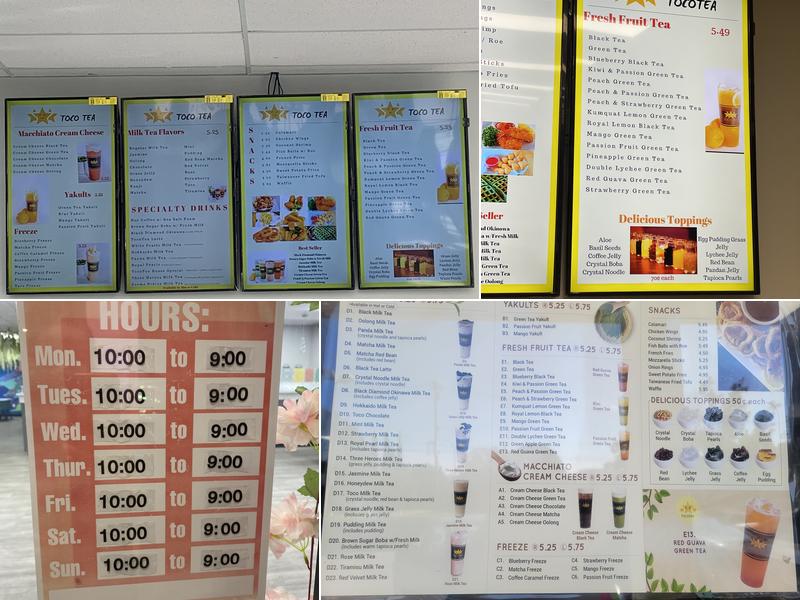 Toco Tea Menu