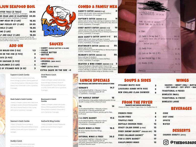 The Boil Daddy - DTLA Menu