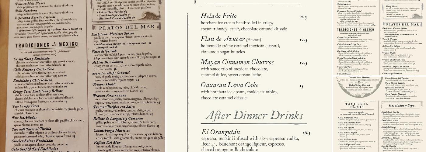 Esperanza Cocina de la Playa Menu