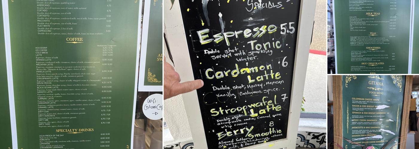 Gitana Cafe Menu